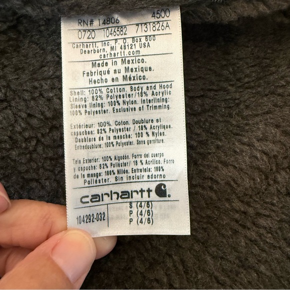 Carhartt Womens Washed Duck Sherpa Lined Jacket, Small, Grey model # 104292-032 - Picture 9 of 12
